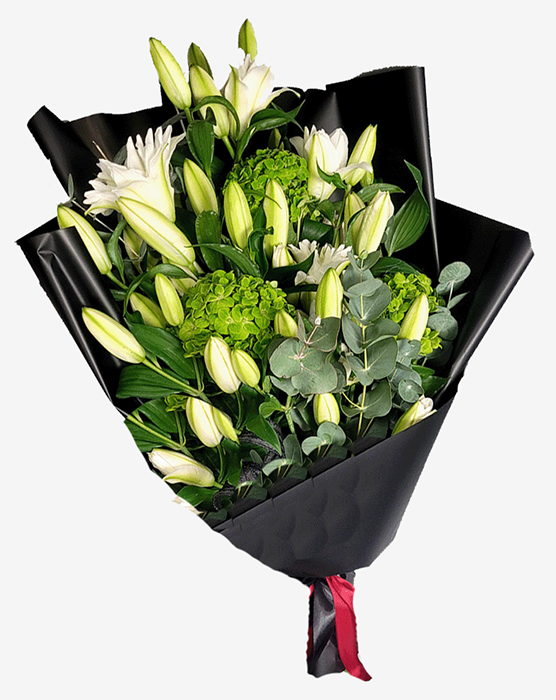 картинка Букет "Соболезнование" из белых лилий магазин Цветы Прощания